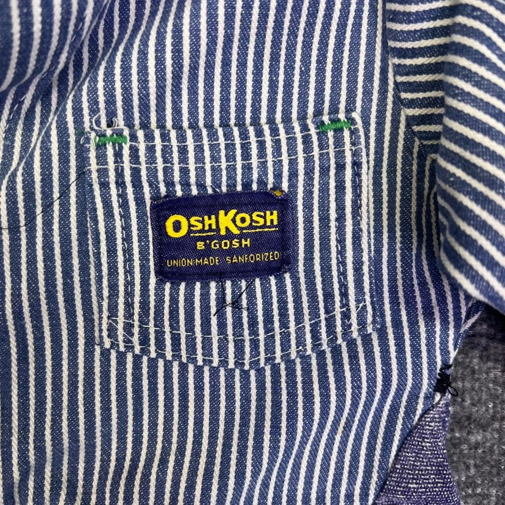 OshKosh B'gosh Coveralls Kids 4T Blue Hickory Stripe Vintage Train Conductor